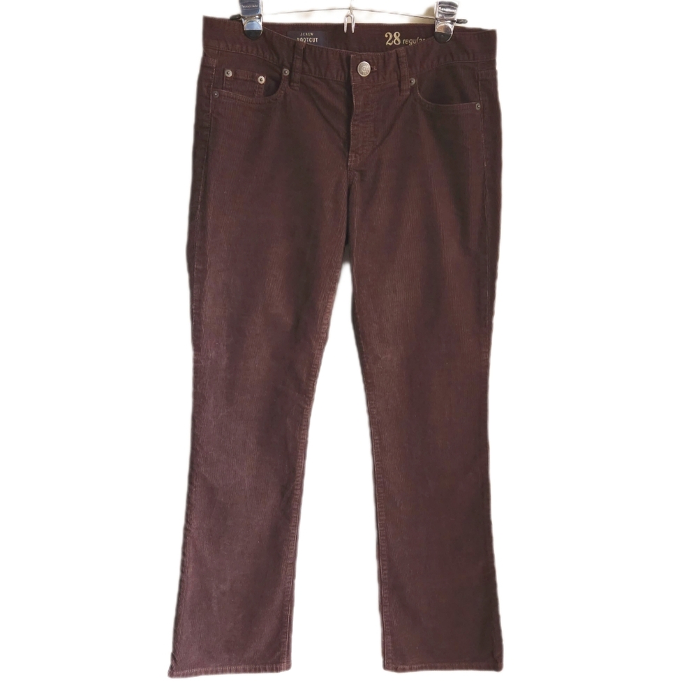 J.Crew Brown Corduroy Bootcut Pants Women's Size 28 Mid Rise Retro Dark Academia